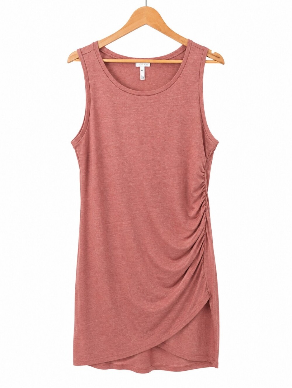 Leith Ruched Side Tank Dress Rust Brown XXL Sleeveless Stretch Casual